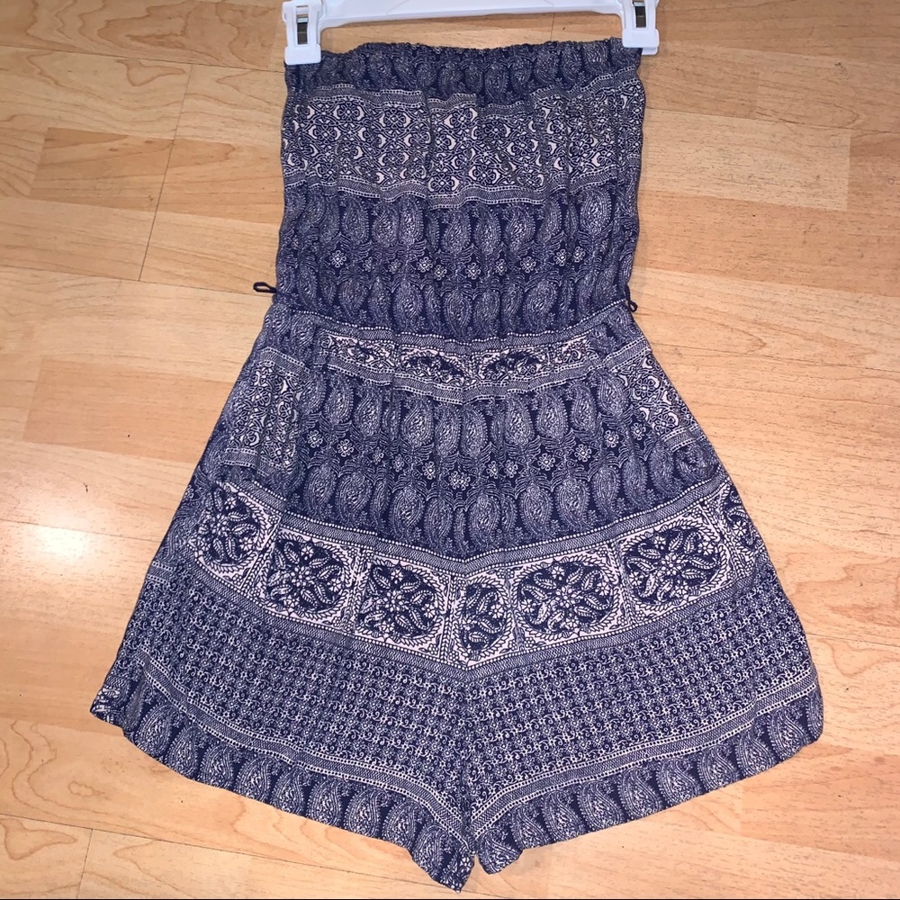 --SOLD-- Strapless Romper Dress - blue design